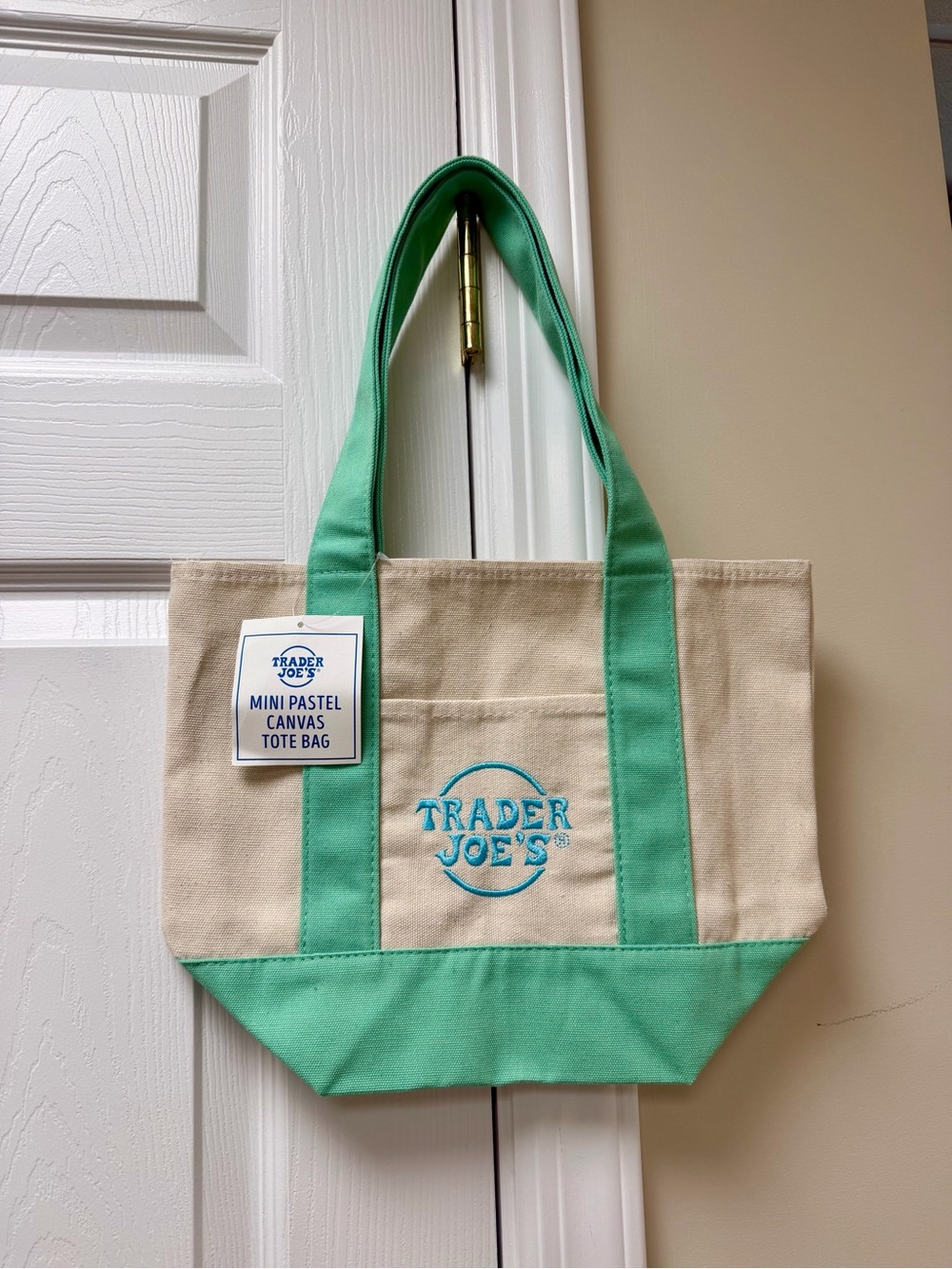 Trader Joe’s Mini Pastel Canvas Tote Bag.